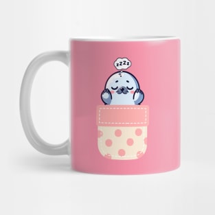 Sleepy Seal in Polka Dot Pocket Mug